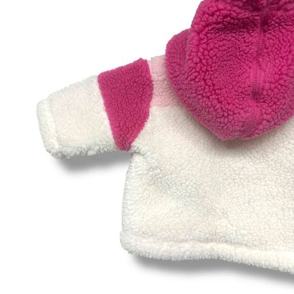 Baby Gap Infant Jacket Pink White Sherpa Fleece Sz 0-3 month Coat Lined Zip Y2K - Picture 8 of 15